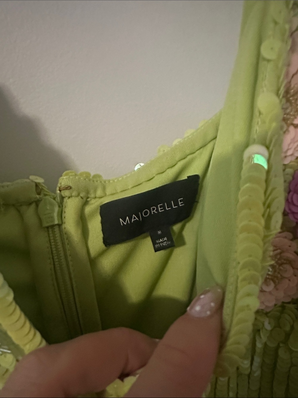 MAJORELLE Lime Green Sequin Embellished Dress - Picture 2 of 9